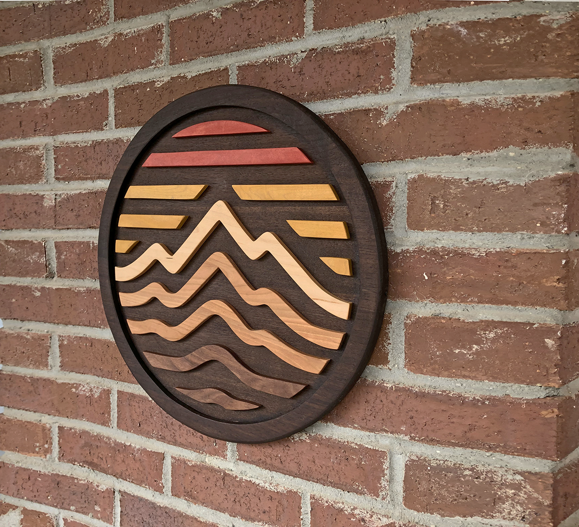 "Summit" | Round Wood Mountain Wall Art