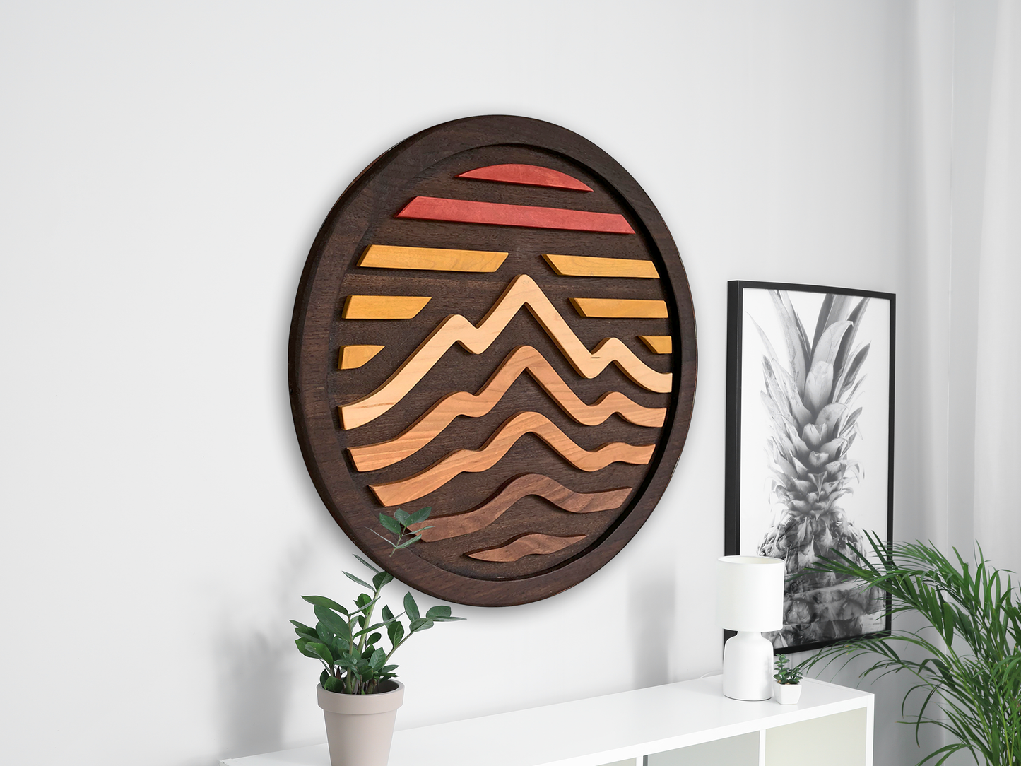 "Summit" | Round Wood Mountain Wall Art