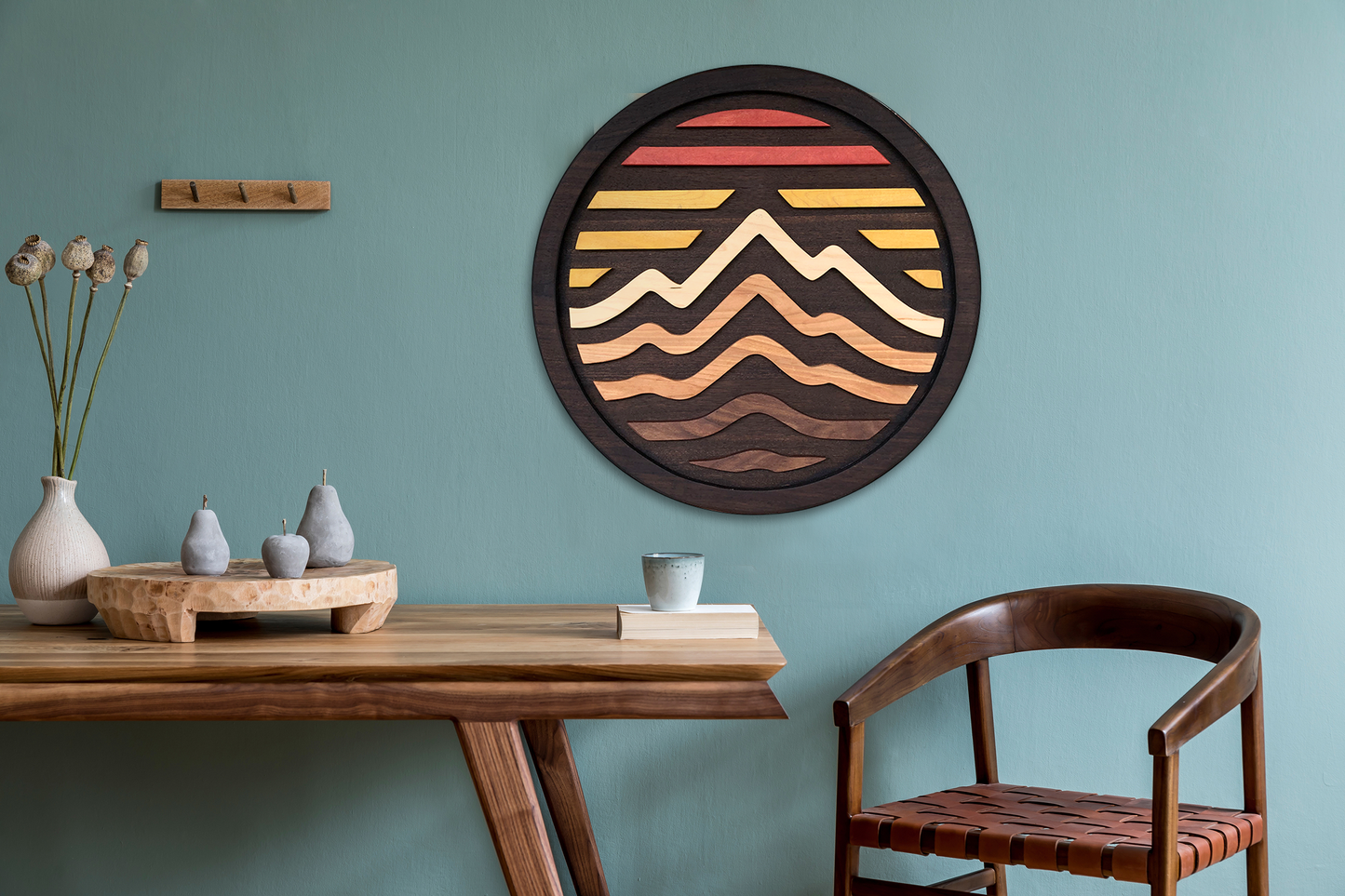 "Summit" | Round Wood Mountain Wall Art
