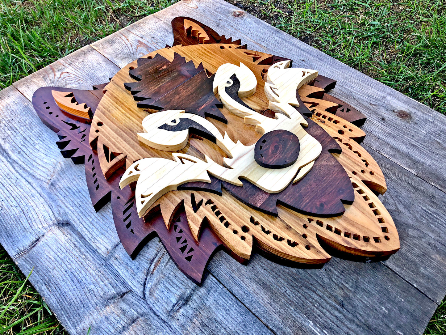 She Wolf  |  Handmade wooden wolf wall art