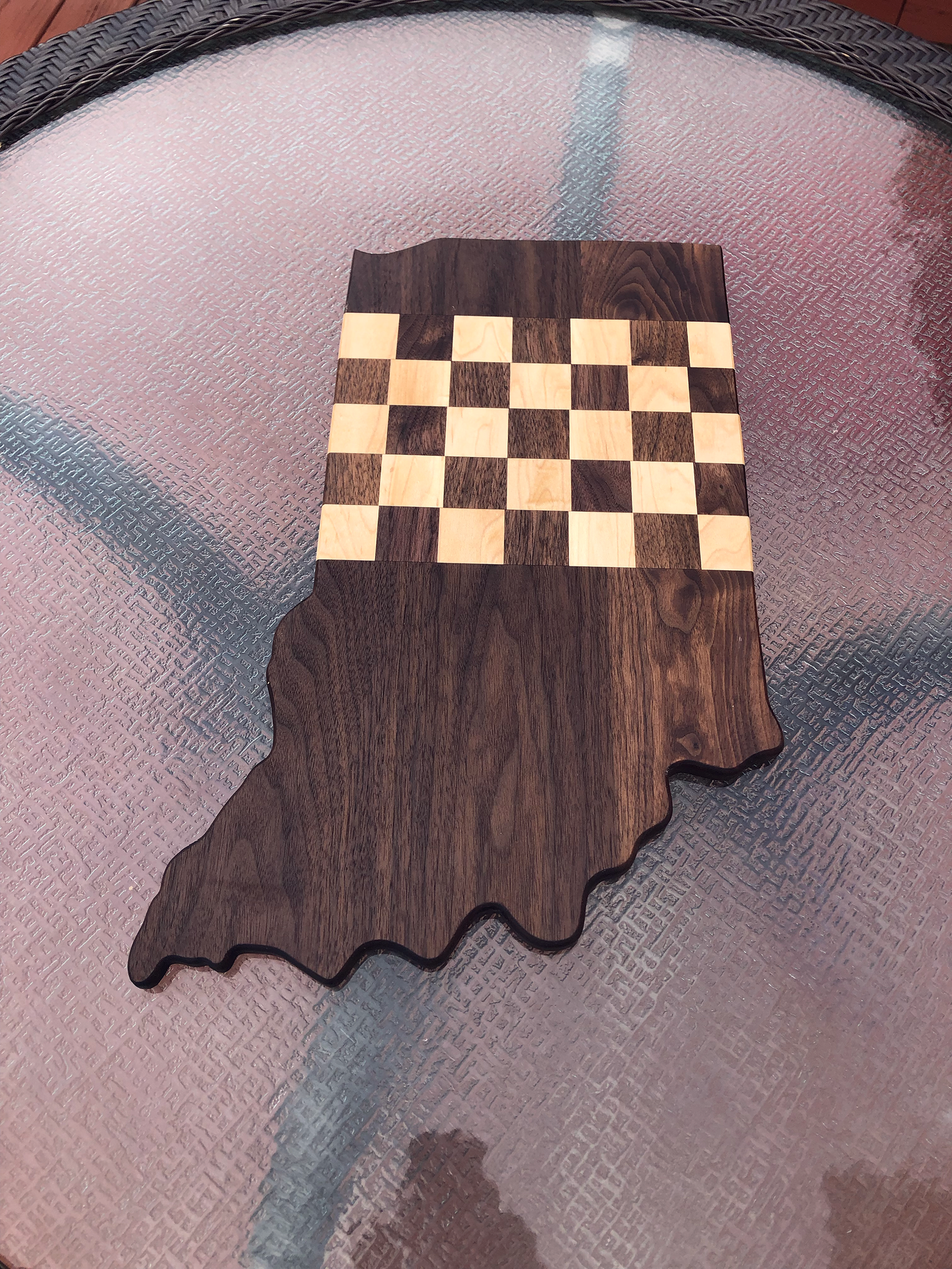 Wood Indiana Checkered Flag Cutting Board