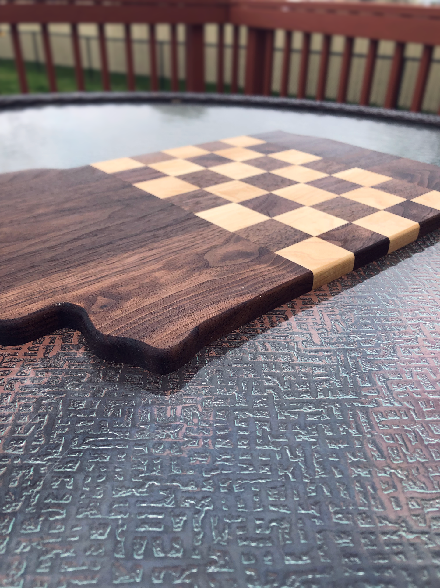 Wood Indiana Checkered Flag Cutting Board