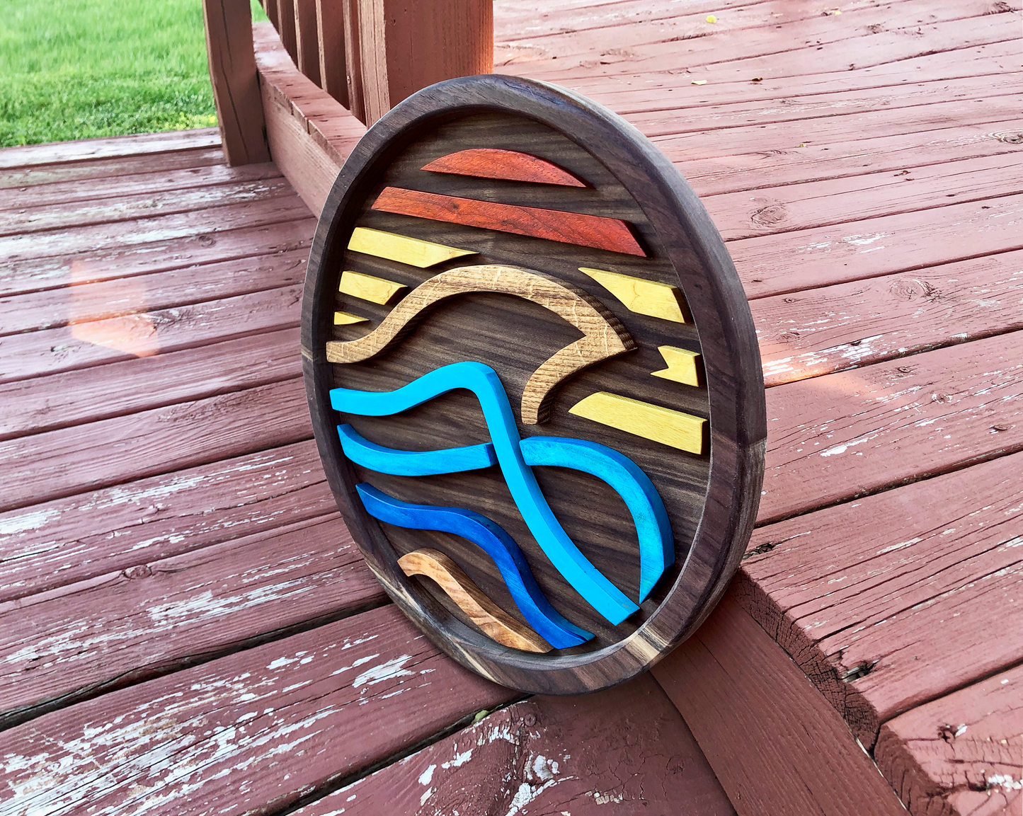 "Shoreline" |  Round Wood Ocean Wave Wall Art