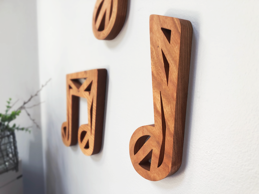 Handmade Cherry Wood Music Notes