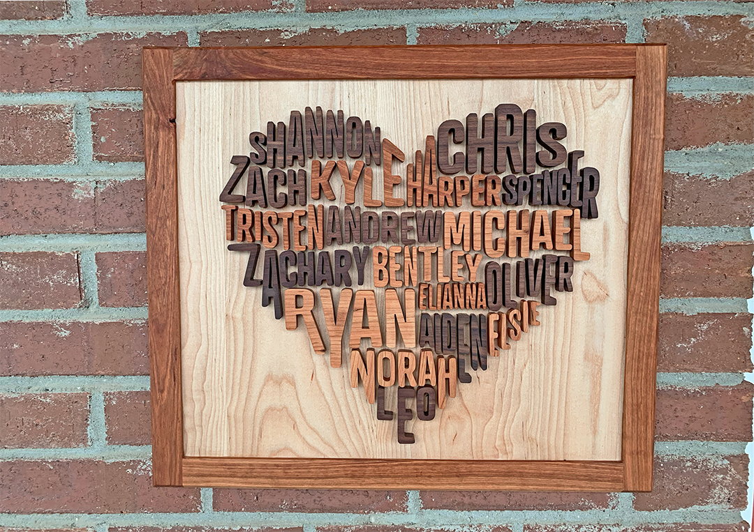 Handmade Wood Family Name Heart Wall Art