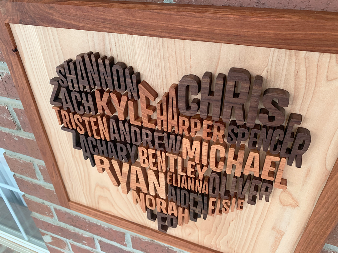 Handmade Wood Family Name Heart Wall Art