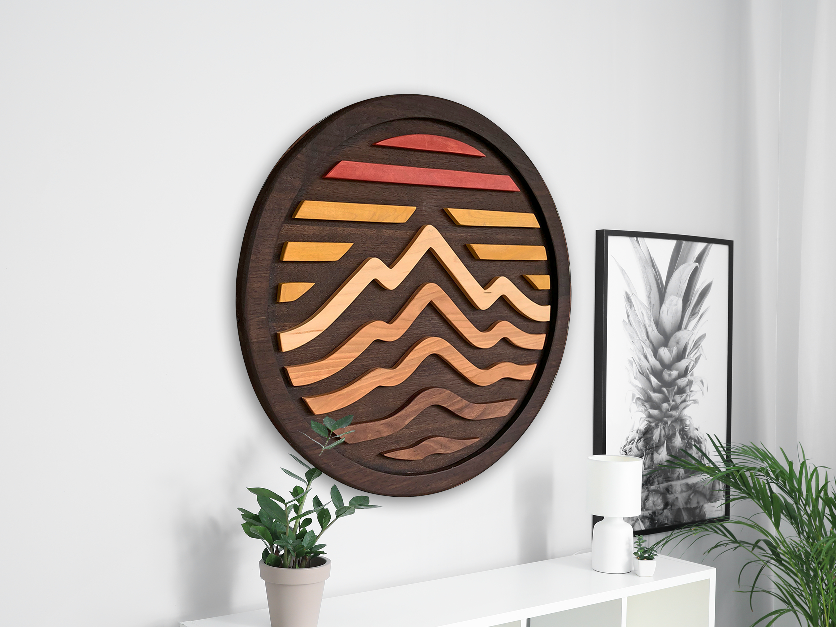 Handmade Wood Mountain Wall Art Sunrise and Sunset Hand-carved Wooden  Decorative Painting Wall Decor for Home | Walmart Canada