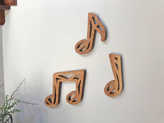 Handmade White Oak Wood Music Notes