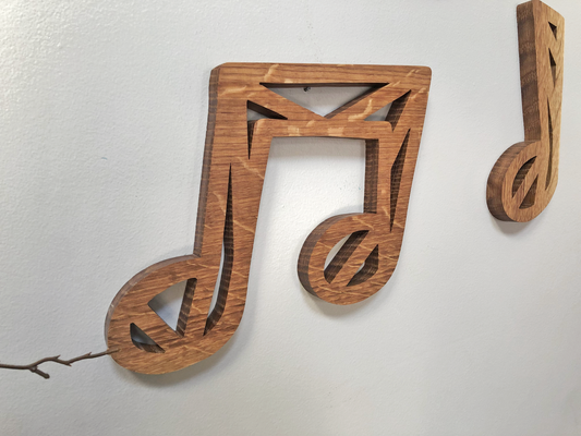 Handmade White Oak Wood Music Notes