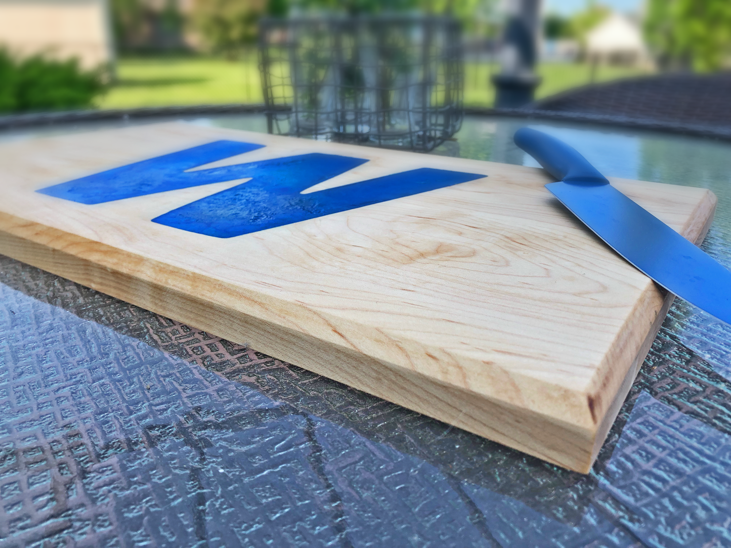 Handmade Chicago Cubs W Flag Wood and Epoxy Cutting Board