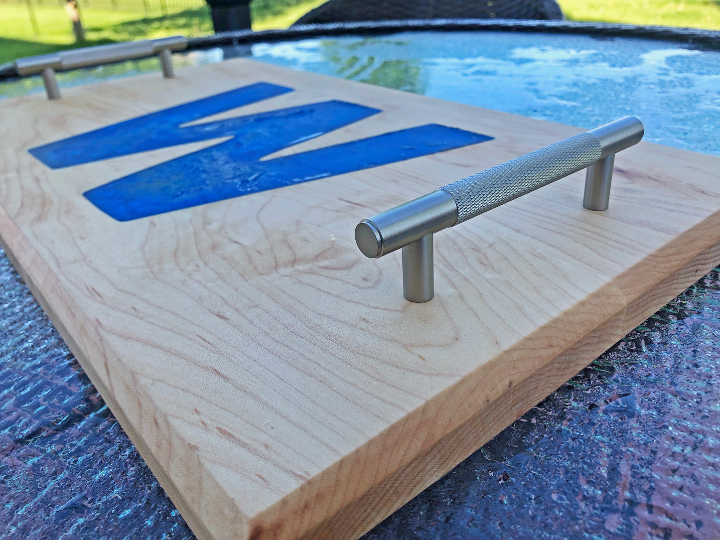 Handmade Chicago Cubs W Flag Wood and Epoxy Cutting Board