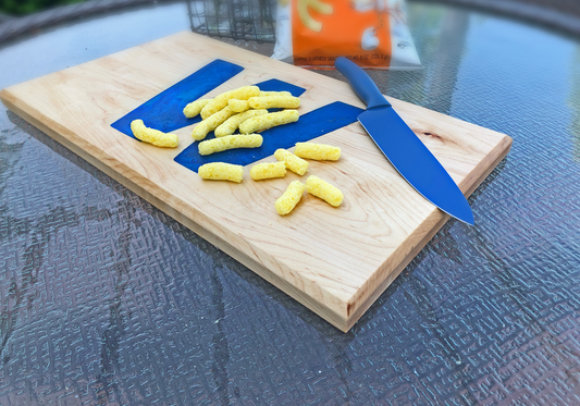 Handmade Chicago Cubs W Flag Wood and Epoxy Cutting Board