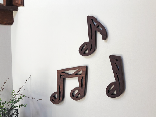 Handmade Walnut Wood Music Notes