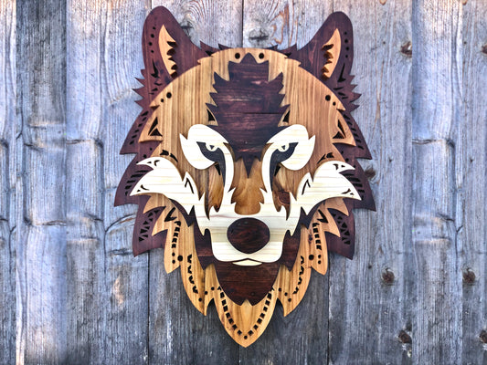 She Wolf  |  Handmade wooden wolf wall art